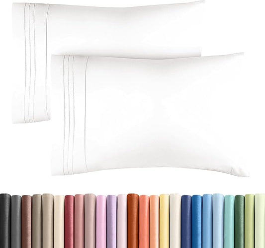 King Standard Pillow Cases Set of 2 - Soft Hotel Quality Pillowcase Covers - Comfy, Cozy, Fade and Wrinkle Resistant - Machine Washable Pillow Protectors - 2 Piece Set - King Standard Antique White