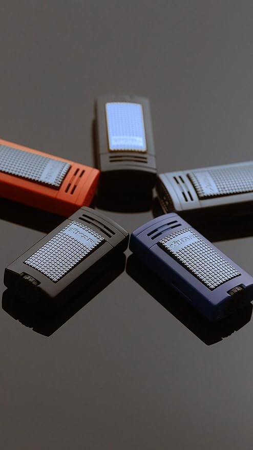 XIKAR® Ion Double-Jet Flame Cigar Lighter. with Textured Trigger Button and a Safety Mechanism. (Black/Rose Gold)