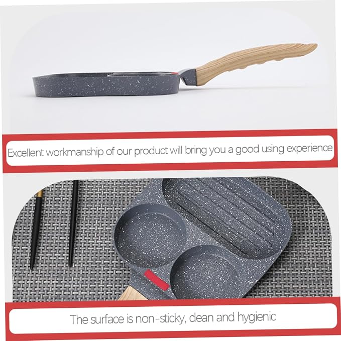 Split Frying Pan Egg Frying Pan Deep Frying Pan Roasting Pan Baking Dish Fry Pan Omelet Pan Pancake Mold Daily Use Egg Pan Divided Frying Pan Steel Frying Pan Medical Stone Grey