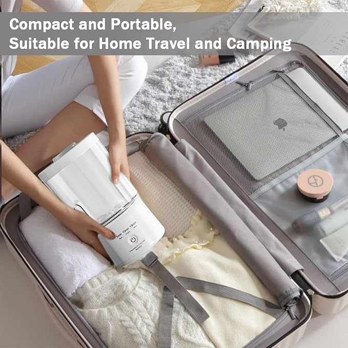 Portable Mini Washing Machine, Underwear Washing Machine Small Clothes Washer Makeup Brush Cleaner (White)