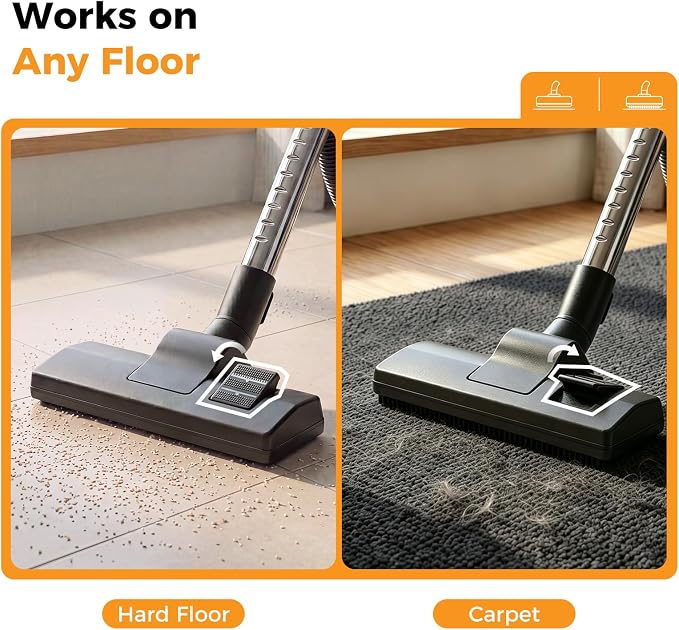 NEWBULIG Canister Vacuum Cleaners for Home, Strong Suction Bagless Vacuum Cleaner, 850W 16Kpa for Hard Floor and Carpet, Retractable Cord,1.8L Large Dust Cup