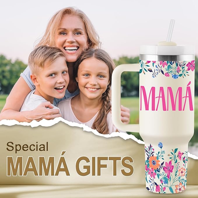 ROSTANTEN Regalos Para Mamá, regalos para mama dia de las madres, Vaso térmico de viaje de 40 oz con tapa y pajita