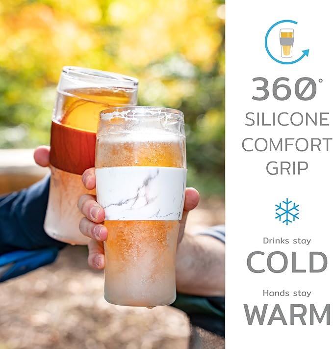 Host FREEZE Beer Glasses, Frozen Beer Mugs, Freezable Pint Glass Set, Insulated Beer Glass to Keep Your Drinks Cold, Double Walled Insulated Glasses, Tumbler for Iced Coffee, 16oz, Green Camo