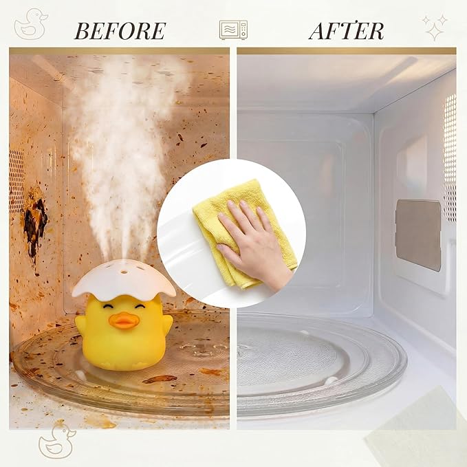 Mifoci 2 Pcs Microwave Steam Cleaner with 2 Matching Towels Duck Microwave Cleaner Add Vinegar and Water Clean Easily in Minutes for Kitchen Office Cleaning Gadgets Accessories Gifts