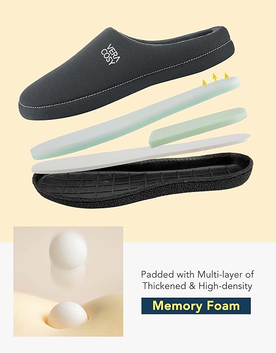 VeraCosy Men's Moccasin Slippers Comfy Soft Durable Slip-on Indoor Memory Foam House Shoes