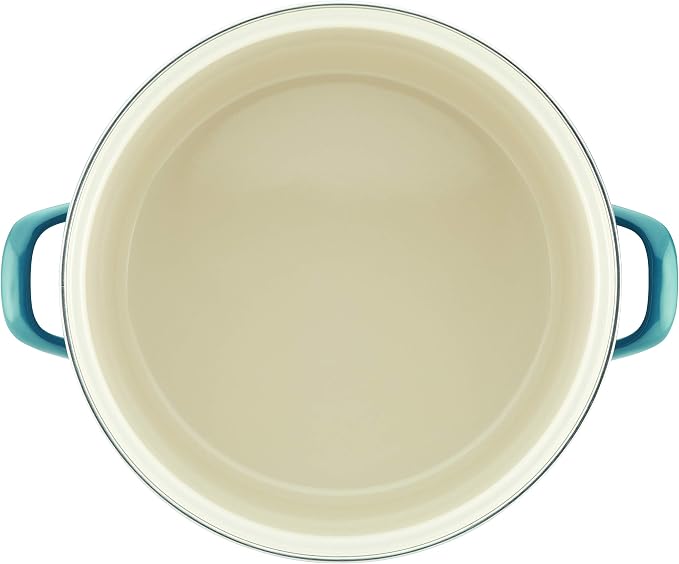 Rachael Ray Enamel on Steel Stock Pot/Stockpot with Lid, 12 Quart, Marine Blue