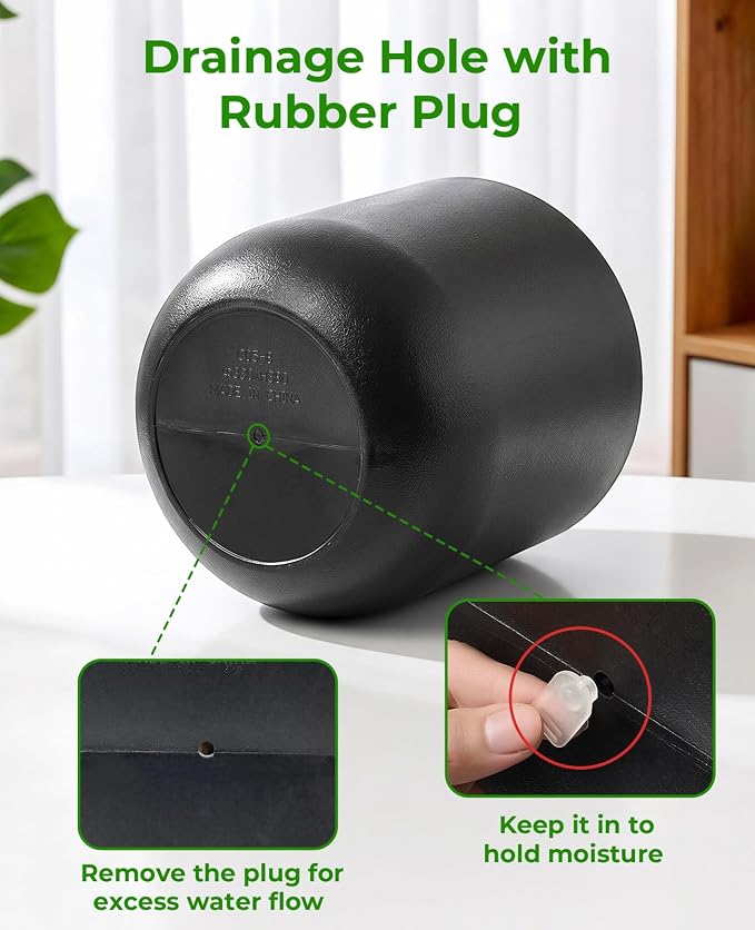 homenote Flower Pots 13/11.5/10 Inch,Large Plant Pots Indoor with Drainage,Plastic Pots for Plants,Garden Pots for Outdoor,Large Planters for Indoor Plants,Big Plastic Planter,Black(3 Pcs)