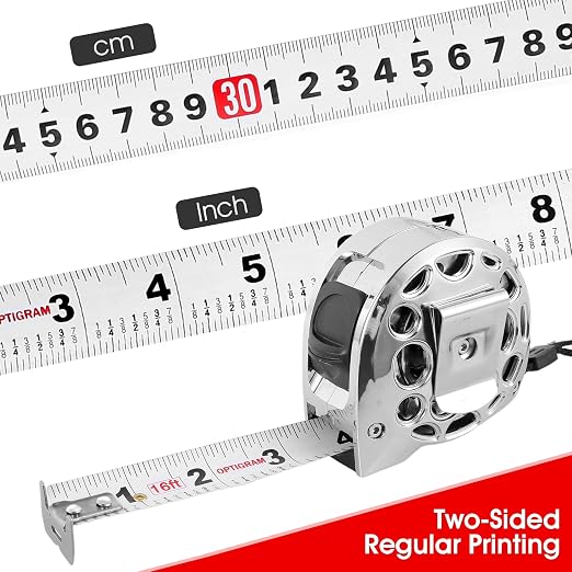 16 Ft Tape Measure, Stainless Steel Double Sided Scale Retractable Measuring Tape, Anti Fall Wear Resistant Metric Ruler, Hollow Design, Self Lock