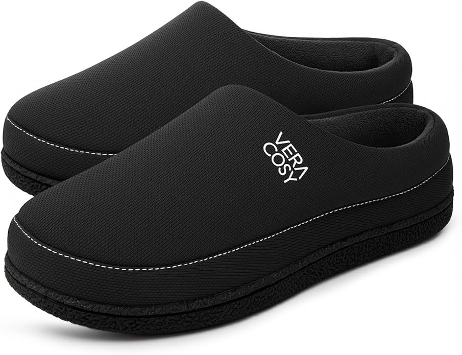 VeraCosy Men's Moccasin Slippers Comfy Soft Durable Slip-on Indoor Memory Foam House Shoes
