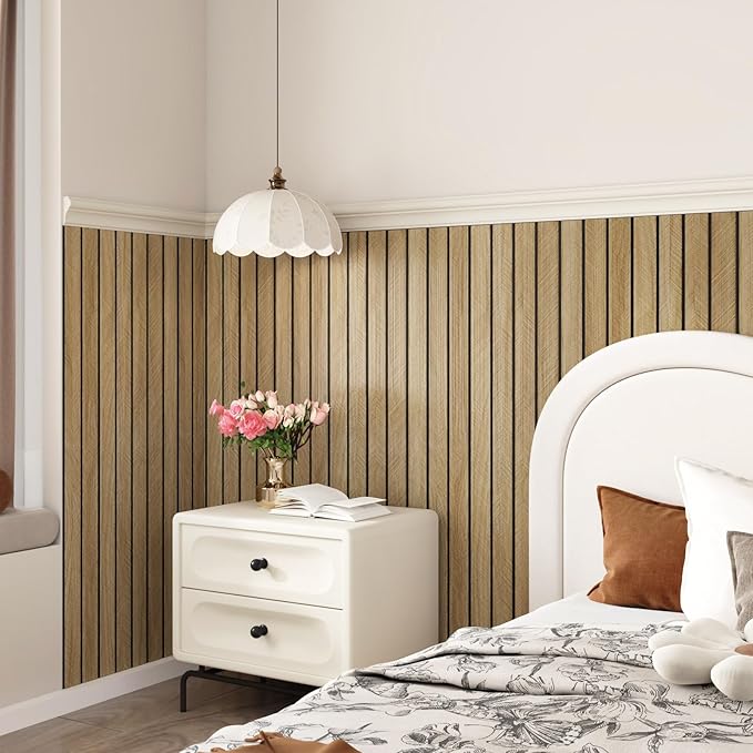 3D Brown Wood Wall Panels 197"x11.8" Acoustic Slat Wall Paneling Peel and Stick Wood Panels Self Adhesive Flexible Veneer Wooden Slats Wallpaper for Bedroom Living Room Workshop Wall Decor
