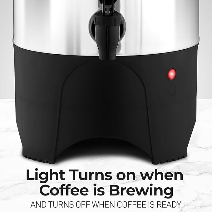 Zulay Commercial 45 Cup Coffee Urn - Stainless Steel Coffee Maker With Twist-Lock Lid & Cool-Touch Handles - Quick Brewing Coffee Maker With Keep Warm Mode For Events & Catering - Silver