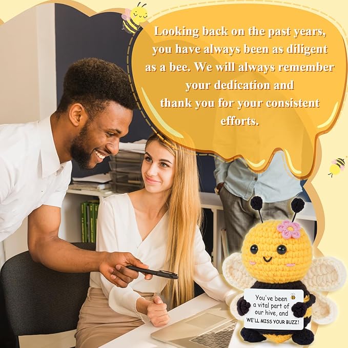 Farewell Gifts for Coworkers, Coworker Leaving Gifts for Women, Coworker Going Away Goodbye Presents for Boss Friends Employees, Retirement Gift for Women - Crochet Bee Affirmation Support Desk Decor