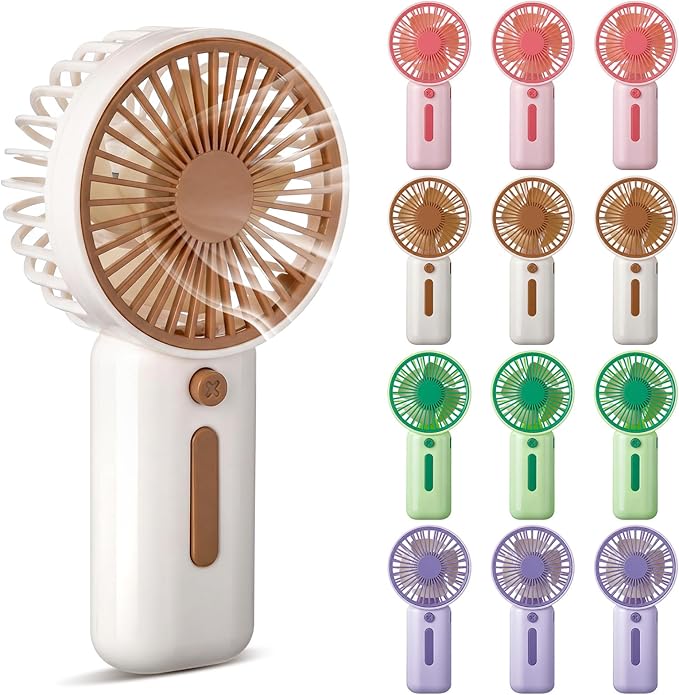 EBOOT 12 Pack Mini Portable Fans Bulk with Foldable Stand, Small Handheld Fan Battery Operated Fan in 4 Assorted Colors for Women Men Travel, Gym, Office, Wedding, Camping, Makeup