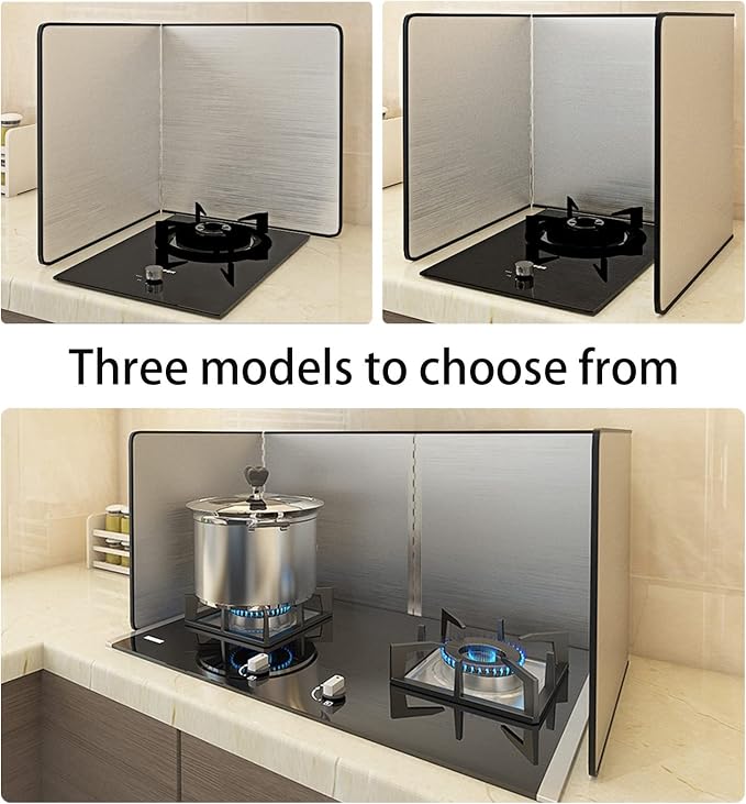 Cooking Splash Guards, Stainless Steel Oil Splatter Guard, Stove Splash Guard, Folding Splash Shield Panel, Non-Stick 3 Sided Splatter Guard, for Gas Stoves and Frying Pa,50x50cm