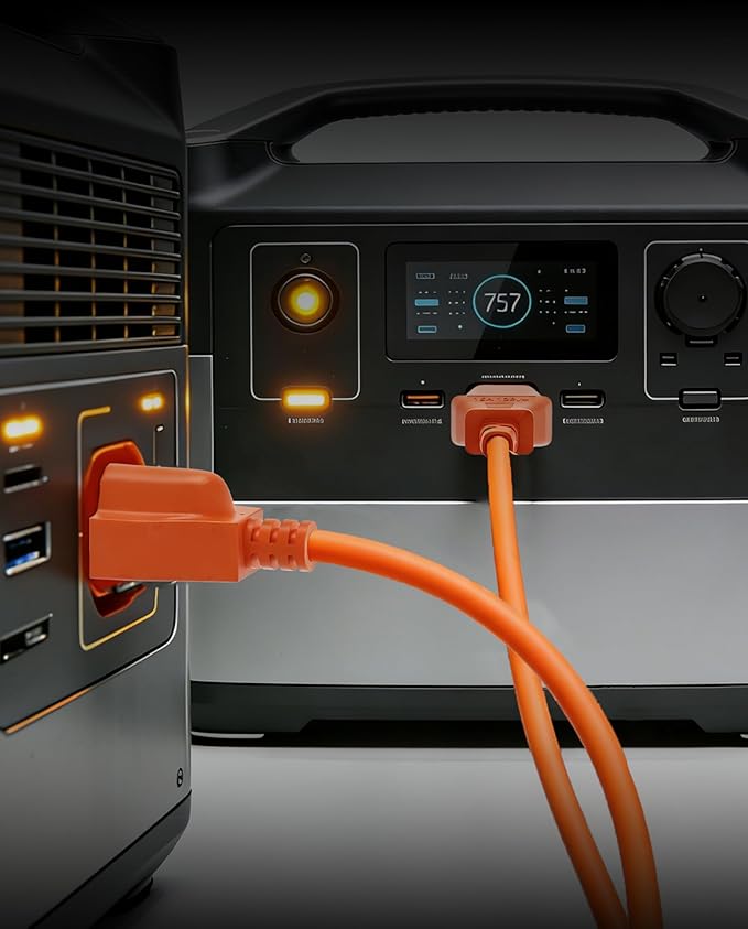 Heavy-Duty Power Station Charging Cable, 14AWG Fast Charger Cable for Jackery Explorer 2000/1500/1000 Pro,Ecoflow Delta/River Series,Bluetti EB3A;Anker 757/767, 125V 15A AC Power Cord Orange(6FT)