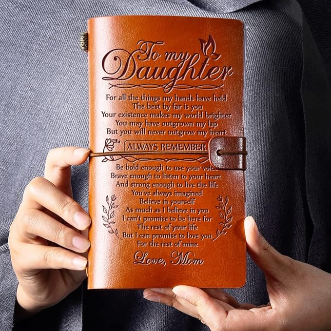 Daughter Gift from Mom, To My Daughter Leather Journal, 140 Page Refillable Writing Journal, Christmas Birthday Gifts for Daughter from Mom, Mother Daughter Gifts for Adults Daughter