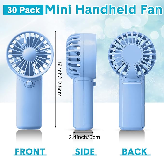 Rossesay 30 Pcs Mini Portable Fan Handheld Battery Operated Portable Small Personal Fans for Summer Travel Beach Indoor Outdoor Cooling Gift (Blue,Black,Purple)