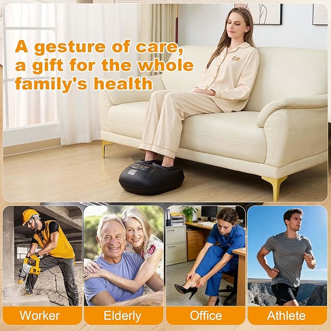 LINGTENG Foot Massager, Heated Foot Massager, Foot Massage with 3 Modes, 3 Intensity Levels, 15-Min Timer, Birthday Gifts for Women Men, Mothers Day Gifts, Size up to 13"