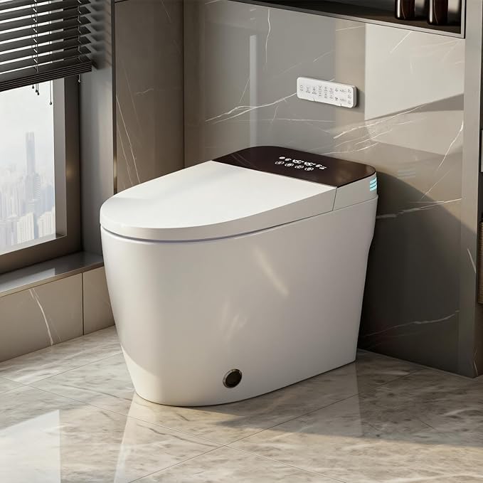 TOTTE Luxury Smart Toilet with Bidet, Hands-Free with Auto Open/Close Lid & Self-Cleaning Bowl | Adaptive Warm Water Wash & Heated Seat, Built-in Aroma, One-Piece Elongated Design