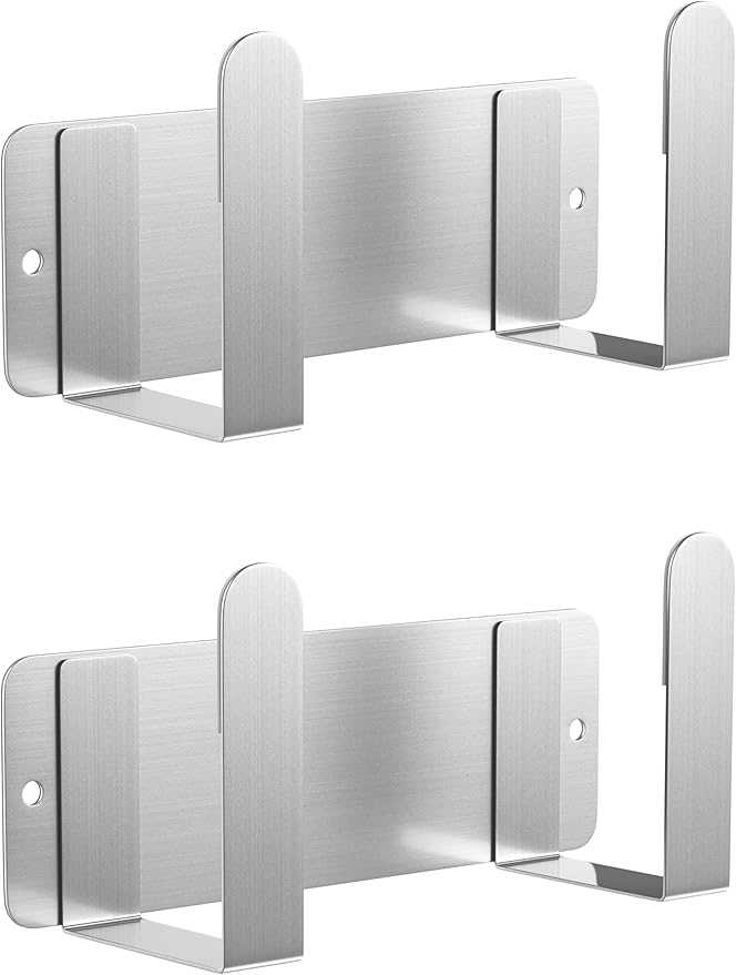 2 Pack Stainless Steel Wall Mounted Cutting Board Holder, Punch-Free Adhesive Pot Lid Organizer, Multifunctional Kitchen Storage Rack, Rustproof Heavy Duty