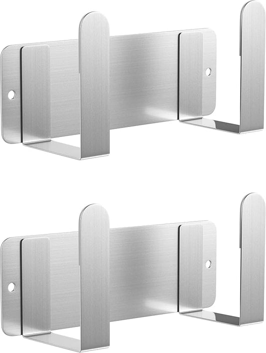 2 Pack Stainless Steel Wall Mounted Cutting Board Holder, Punch-Free Adhesive Pot Lid Organizer, Multifunctional Kitchen Storage Rack, Rustproof Heavy Duty