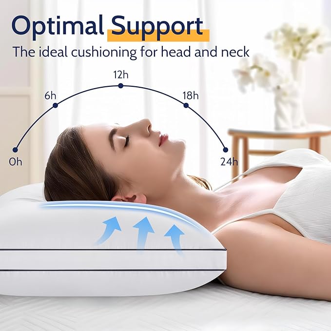 ROUMEA Pillows Queen Size Set of 2, Bed Pillows for Sleeping 2 Pack, Luxury Hotel Quality, Supportive Queen Pillows with Soft Down Alternative for Back Stomach Side Sleepers, Machine Washable