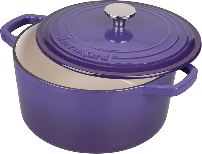 VORRINGARD Enameled Cast Iron Dutch Oven Pot with Lid, for Bread Baking, Round Bread Oven- include Sourdough Bread Baking Supplies Set, 4.5QT, Purple
