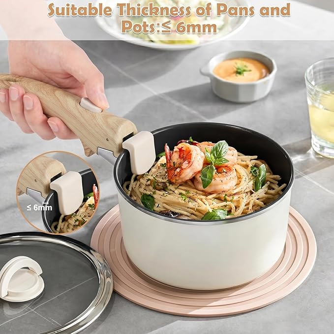 Wayona 2 Pack Removable Handles for Pots and Pans - Universal Detachable Pan Handle Replacement - Heat-Resistant Plastic, Stainless Steel, Silicone - Wood-Like