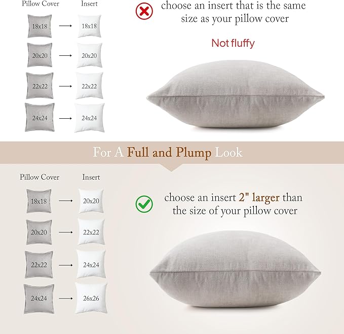 puredown® 18x18 Feather Down Pillow Inserts, 4 Pack Throw Pillow Inserts for Couch, Chairs, Office, Apartments