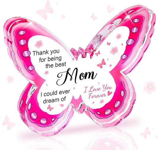 Mothers Day Gifts for Mom, Mom Birthday Gifts - Acrylic Butterfly Plaque 4.3×3.3 inch, Birthday Christmas Mother's Day Presents for Mom from Daughter, Son, Best Mom Ever Gifts