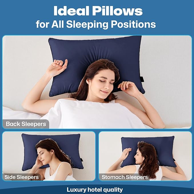 GOHOME Pillows Standard Size Set of 4 - Bed Pillows for Sleeping 4 Pack, Cooling Supportive Hotel Pillows with Premium Soft Down Alternative Fill for Side Stomach and Back Sleepers