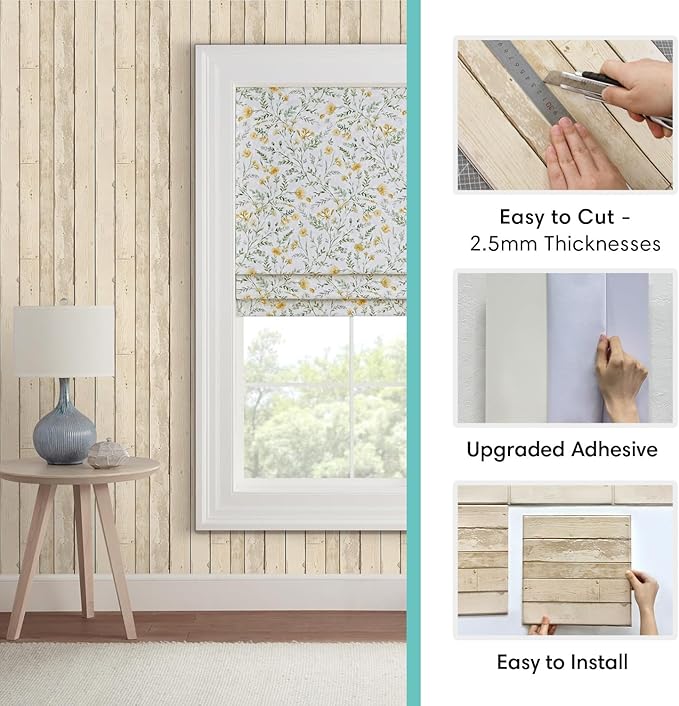 Commomy Peel and Stick Faux Wood - 10 Pcs 11.8"x11.8" Not Real Wood, Wall Sticker Tiles Ultralight PVC Wall Covering for Kitchen Backsplash,Bedroom,Retro Interior Decor