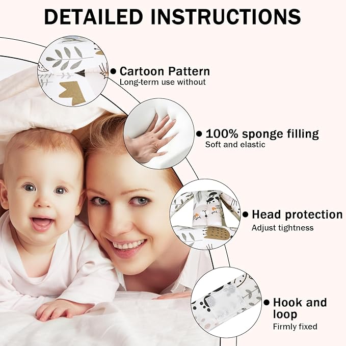 Baby Head Protector Baby Helmet for Crawling Walking, No Bumps Safety Head Adjustable Protective Cap for Walking, Playing (Cat)