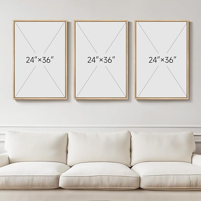 Large Framed Neutral Abstract Wall Art for Living Room, Set of 3 Modern Black and White Beige Canvas Prints Paintings Artwork for Walls, Minimalist Pictures for Bedroom Hallway Wall Decor 24x36 In