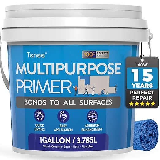 1 Gallon RV Roof Primer Sealant, Liquid Rubber Multi-Purpose Sealant, EPDM & TPO Primer, Elastomeric Roof Coating for Outdoor, High-Adhesion Bonding RV Roof Coating for Concrete, Deck, Wood, Metal