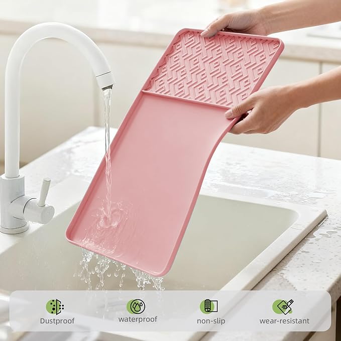 Silicone Coffee Mat with Raised Edges 19" x 12" – Waterproof Countertop Mat, Coffee Maker Pad, Espresso Machine Mat, Heat Resistant Dish Drying Mat