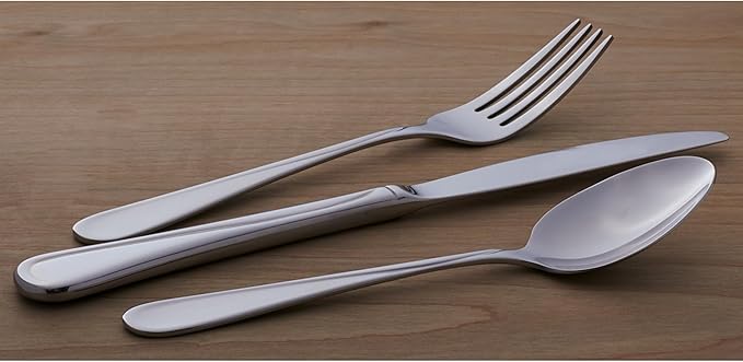 Oneida Silverware Set For 12, Flight 65-Piece Everyday Flatware Set with Serving Utensils, Service For 12, 18/0 Stainless Steel, Mirror Finish, Dishwasher Safe, Light Weight, Dining (Silver, 65 Piece)