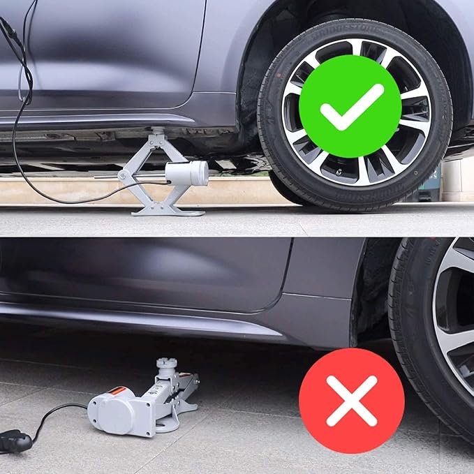 Trihelper Electric Car Jack Kit 12V Trailer Floor Jack Stands Set 3 Ton Vehicle Scissor Car Lift for Tire Change and Road Emergency with Impact Wrench