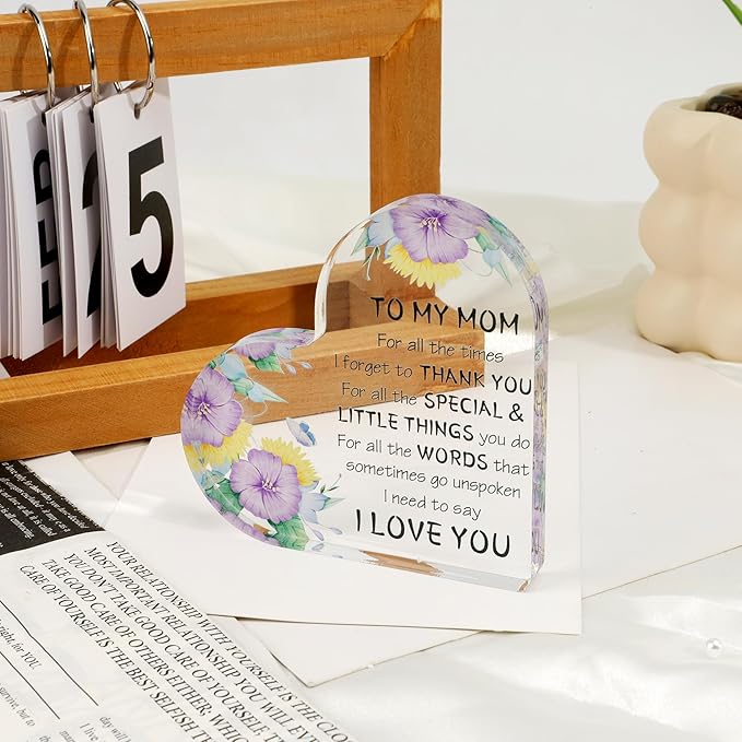 Mothers Day Gift for Mom from Daughter Son, Birthday Gift for Mom, Mothers Day Gift Ideas Acrylic Desk Decor Thanksgiving Birthday Valentines Gifts for Mom Presents for Mom