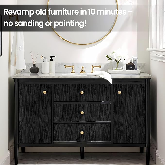 COSNIGHT Black Peel and Stick Wallpaper, Wood Grain Contact Paper Self Adhesive 15.7'' x 118'' Vinyl Wrap, Removable Wall Paper for Kitchen Countertop, Cabinet, Drawer, Shelf Liner