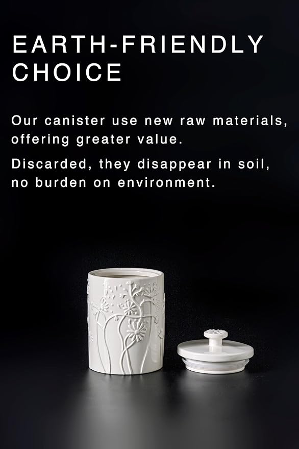 Ceramic Larger Swaying Flowers Kitchen Canister Airtight Coffee Canister For Ground Coffee Sugar Tea Storage Container White Cookie Jar For Kitchen Counter Kitchen And Bar accessories Holder