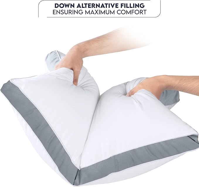 Utopia Bedding Bed Pillows for Sleeping King Size (Grey), Set of 2, Soft & Fluffy Pillow with Down Alternative Filling, Cooling, Hotel Quality, Gusseted Pillow for Back, Stomach or Side Sleepers