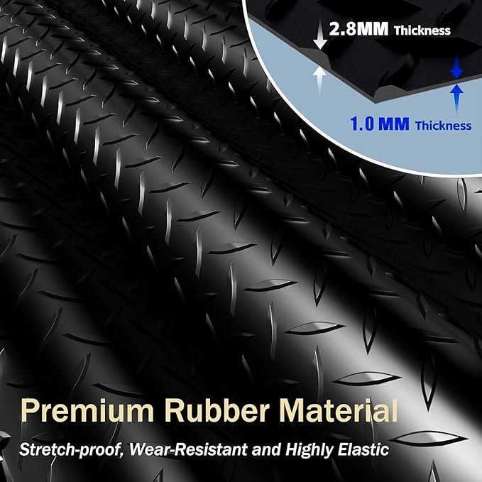 StellarStar 4x25 FT Garage Floor Mat, 2.8mm Thickened PVC Diamond Plate Garage Mat with 20PCS Tapes, Rubber Flooring Rolls for Under Car, Non-Slip Rubber Motorcycle Mat for Golf Cart, Trailer, Black