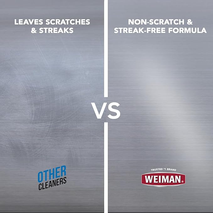 Weiman Stainless Steel Cleaner & Polish, 2 Pack, Anti Fingerprint Spray Stainless Steel Cloth, Water Spots & Grease, No Streaks or Residue, Safe for Metal Polish, Chrome, Appliances, Sinks & Grills