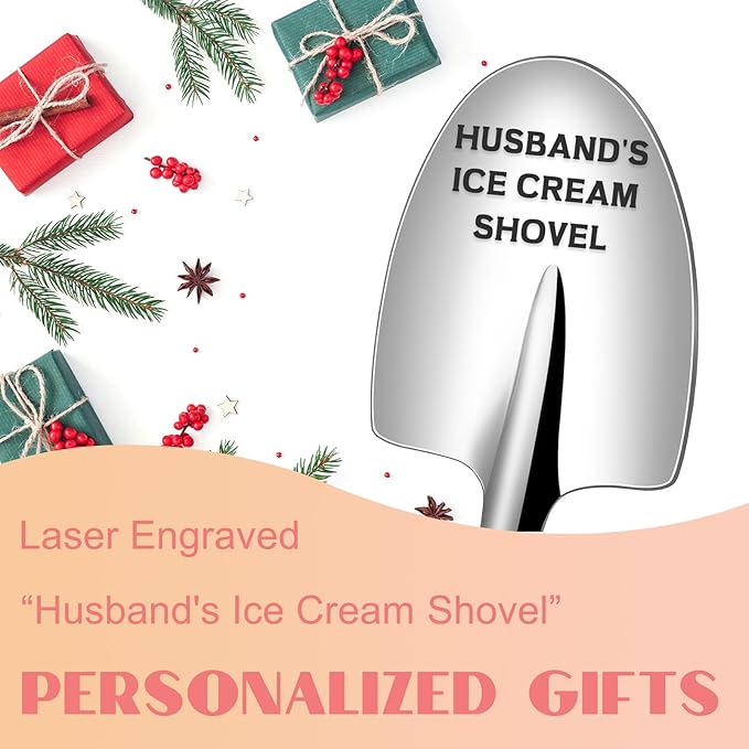 Husband's Ice Cream Shovel - Stainless Steel Ice Cream Scoop - Funny Gift for Husband