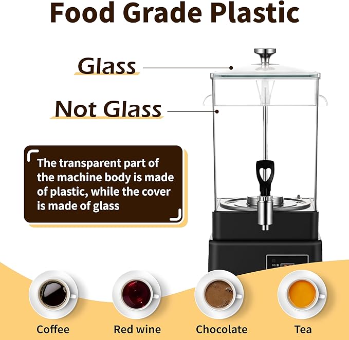 Commercial Coffee Urn Hot Beverage Dispenser Coffee Maker, Food-grade Plastic 14 L 90 Cups, Hot Chocolate Machine, Electric Percolator for Catering Hot Water for Hot Cocoa, Drink, Tea, Juice