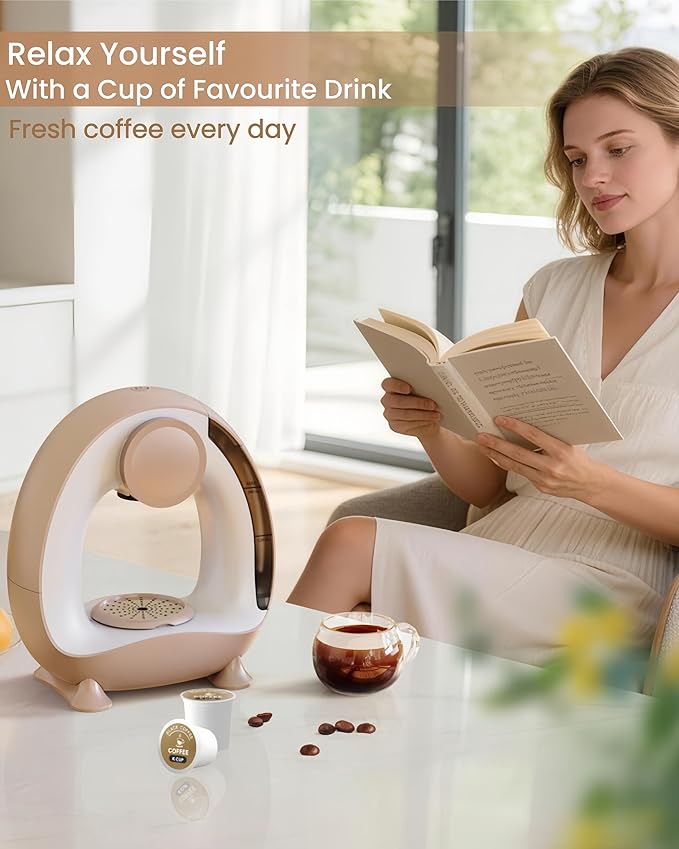 3 in 1 Single Serve Coffee Maker for K Cup,Ground Coffee and Tea Leaves,1400W 20s Fast Heating Mini K Cup Coffee Brewer,One Button Operation,Spring Easter Outdoor Portable for Small Spaces
