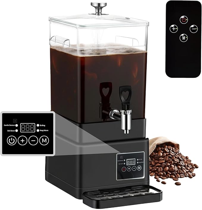 Commercial Coffee Urn Hot Beverage Dispenser Coffee Maker, Food-grade Plastic 10 L 65 Cups, Hot Chocolate Machine, Electric Percolator for Catering Hot Water for Hot Cocoa, Drink, Tea, Juice