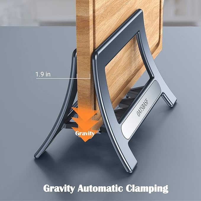 Cutting Board Rack, Auto Width Adjustable Holder Stand for Countertop & Cabinet (Gray)