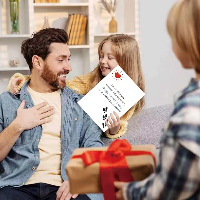 Step Dad Father Day Card, Funny Bonus Dad Fathers Day Card Gifts from Son Daughter, Happy Father's Day to A Wonderful Stepdad